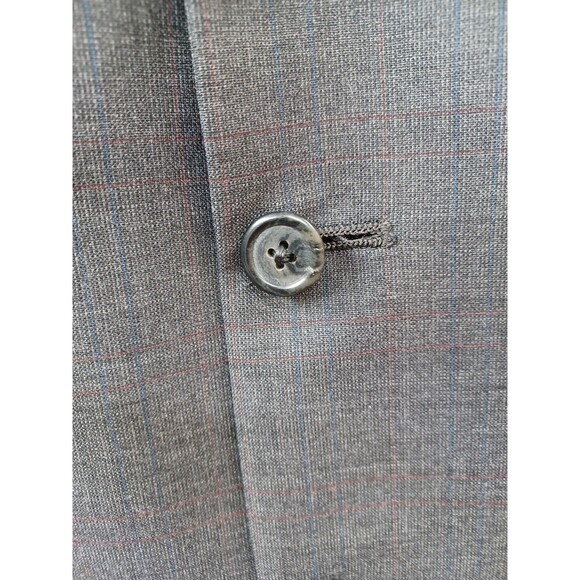 Vtg Tommy Hilfiger Windowpane Sport Coat Mens Gray 3 Button Jacket Blazer 40L - Picture 5 of 11